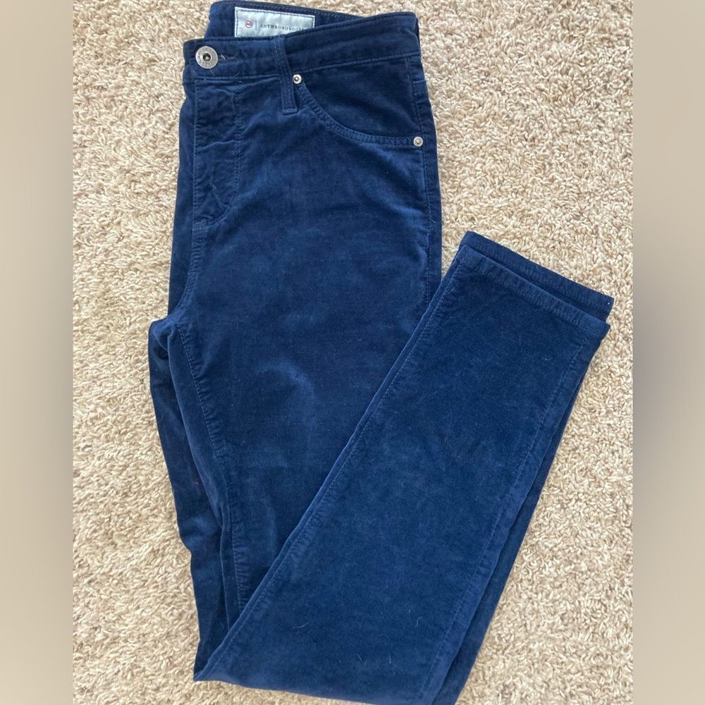 AG Stevie Straight ankle sapphire stretch corduroys collab. w/Anthropologie